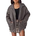 AUTOMET Women's Oversized Faux Leather Jacket for Fall and Winter