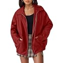 AUTOMET Women's Oversized Faux Leather Jacket for Fall and Winter
