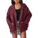 AUTOMET Women's Oversized Faux Leather Jacket for Fall and Winter