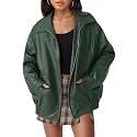 AUTOMET Women's Oversized Faux Leather Jacket for Fall and Winter