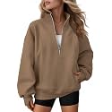 AUTOMET Women's Quarter Zip Oversized Sweatshirt Fleece Mock Neck Pullover