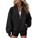 AUTOMET Women's Quarter Zip Oversized Sweatshirt Fleece Mock Neck Pullover