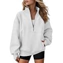 AUTOMET Women's Quarter Zip Oversized Sweatshirt Fleece Mock Neck Pullover