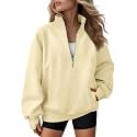 AUTOMET Women's Quarter Zip Oversized Sweatshirt Fleece Mock Neck Pullover