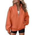 AUTOMET Women's Quarter Zip Oversized Sweatshirt Fleece Mock Neck Pullover
