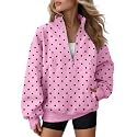 AUTOMET Women's Quarter Zip Oversized Sweatshirt Fleece Mock Neck Pullover