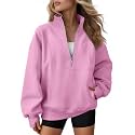 AUTOMET Women's Quarter Zip Oversized Sweatshirt Fleece Mock Neck Pullover