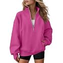 AUTOMET Women's Quarter Zip Oversized Sweatshirt Fleece Mock Neck Pullover