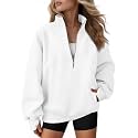 AUTOMET Women's Quarter Zip Oversized Sweatshirt Fleece Mock Neck Pullover