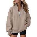 AUTOMET Women's Quarter Zip Oversized Sweatshirt Fleece Mock Neck Pullover