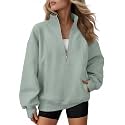 AUTOMET Women's Quarter Zip Oversized Sweatshirt Fleece Mock Neck Pullover