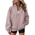 AUTOMET Women's Quarter Zip Oversized Sweatshirt Fleece Mock Neck Pullover