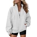 AUTOMET Women's Quarter Zip Oversized Sweatshirt Fleece Mock Neck Pullover