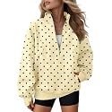 AUTOMET Women's Quarter Zip Oversized Sweatshirt Fleece Mock Neck Pullover