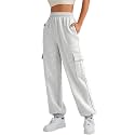 AUTOMET Womens Cargo Sweatpants Oversized Fleece Joggers