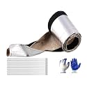 Automotive Heat Shield Sleeve, 1/2" x 10 Ft Aluminized Sleeving for Engine Bay, Exhaust Hose &amp; Wiring Protection | High Temp Wrap with Hook &amp; Loop | Includes 10 Stainless Steel Zip Ties