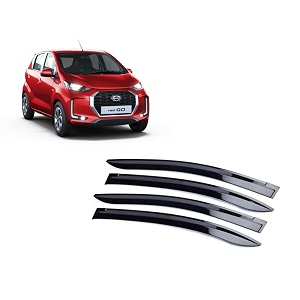 automoto unbreakable injection moulded car side window deflector door visor wind guard rain guard compatible with datsun redigo set of-4pcs