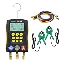 AUTOOL LM120 Digital Manifold Gauge – Intelligent Refrigerant Leak Detector for Automotive AC, Dual Pressure &amp; Temperature Testing, HVAC Service Tool