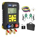 AUTOOL LM150 Digital HVAC Manifold Gauges - Dual Pressure & Temperature Measurement, Vacuum Level Detection, Refrigerant Identifier with Built-in Database for Air Conditioning & Refrigeration Systems