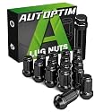 AUTOPTIM 3/8-24 ATV Lug Nuts - 16 Pcs Black 6 Spline Nuts with Socket Key