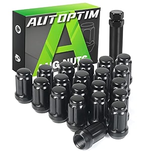 autoptim m12x15 spline lug nuts - 20pcs black closed end nuts with socket