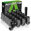 AUTOPTIM M12x1.5 Spline Lug Nuts - Replacement for Buick Cadillac Chvey Ford GMC Hummer Oldsmobile Pontiac Aftermarket Wheel 24pcs Black Closed End Lug Nuts with Socket