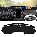 Autorder Dashboard Cover Mat for 2019-2023 2024 2025 2026 Dodge Ram 1500 2500 3500 Accessories Dash Cover Flannel Dash Mat Sunshade Glare UV Rays Protector Black