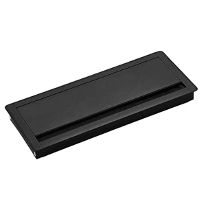 aluminum alloy desk grommet  rectangular metal cable wire hole cover dust-proof lid for office computer table tv cabinet amp furniture  cord organizer 300mm127mm soft close black