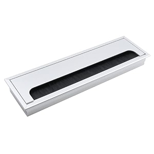 aluminum alloy desk grommet  rectangular metal cable wire hole cover with flip dust-proof lid for office computer table tv cabinet amp furniture  cord organizer 280mm80mm silver