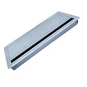 Aluminum Alloy Desk Grommet – Rectangular Metal Cable Wire Hole Cover Flip Lid for Office, Computer Table, TV Cabinet & Furniture – Cord Organizer (300mm*127mm Soft Close, Shiny Silver)