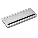 Aluminum Alloy Desk Grommet – Rectangular Metal Cable Wire Hole Cover Dust-Proof Lid for Office, Computer Table, TV Cabinet & Furniture – Cord Organizer (300mm*127mm Soft Close, Silver)