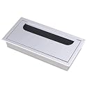 Aluminum Alloy Desk Grommet – Rectangular Metal Cable Wire Hole Cover with Flip Dust-Proof Lid for Office, Computer Table, TV Cabinet & Furniture – Cord Organizer (160mm*80mm, Silver)