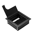Aluminum Alloy Desk Grommet – Square Metal Cable Wire Hole Cover with Flip Dust-Proof Lid for Office Desk, Computer Table, TV Cabinet & Furniture – Cord Organizer (80mm*80mm, Black)
