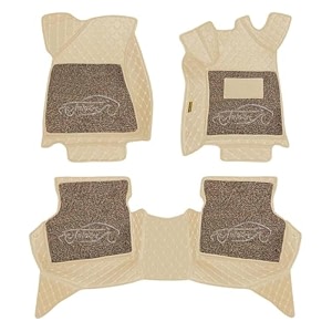 luxury 7d car floor mat full set for maruti suzuki ciaz  7 layer protection mats  luxury leather with noodlecurly car foot mat with heal pad  anti-skid amp waterproof beige
