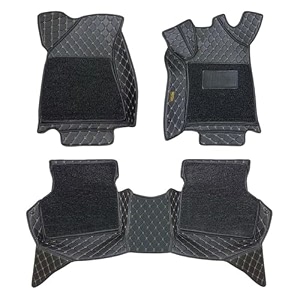 7d luxury car floor mat for kia seltos facelift 2024 7 layer protection premium leather waterproof anti skid with noodle curly foot mat heel pad color - black