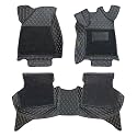 7D Luxury Car Floor Mat for Kia Seltos Facelift 2024, 7 Layer Protection Premium Leather, Waterproof, Anti Skid with Noodle Curly Foot Mat, Heel Pad, Color - Black