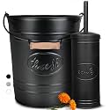 Autumn Alley Matte Black Farmhouse Bathroom Trash Can and Toilet Brush Set