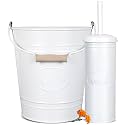 Autumn Alley Rustic Farmhouse White Bathroom Trash Can and Toilet Brush Set – Bathroom Accessories for Modern Farmhouse Charm, White Trash Can with Toilet Brush and Holder, 2 Gal. Capacity