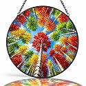 Autumn Canopy Window Hanging Suncatcher, 7.8" Stained Glass Sun Catcher, Home Wall Garden Decor, Mother's Day Birthday