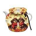 Autumn Dachshund Tea Pot Cover Fall Tea Pot Covers Tea Cozy Insulation Teapot Portability Drawstring Soft Teapot Case Washable Breakfast Pot Cove Personalized Design Gifts Turkey Party