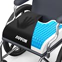 AUVON Gel Wheelchair Seat Cushion with Waterproof Cover, Ergonomic Chair Cushion with U-Cutout for Tailbone, Back Pain Relief, Memory Foam Cushion for Office, Anti-Slip, Buckle Strap