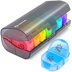 auvon pill organizer am pm 7 day weekly pill box 2 times a day quick-fill large pill case with double shell for medicationvitaminfish oilsupplements