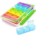 AUVON Weekly Pill Organizer 3 Times a Day with Moistureproof & Dual Protect