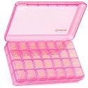 AUVON Weekly Pill Organizer 4 Times a Day, Large Easy-to-Track Labels, Pink