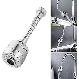 auxa stainless steel adjustable flexible dual mode tap extender faucet shower head outlet water saving filter sprinkler for kitchen 1pc silver polished finish metal flexible sprinkler faucet