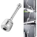 AUXA Stainless Steel Adjustable Flexible Dual Mode Tap Extender Faucet Shower Head Outlet Water Saving Filter Sprinkler for Kitchen 1pc, Silver, Polished Finish (Metal Flexible Sprinkler Faucet)