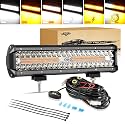 Auxbeam 12 Inch LED Light Bar 300W 6 Modes Series Amber White Strobe Light