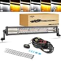 Auxbeam 22" LED Light Bar Amber White 6 Modes Strobe Off Road Driving Light