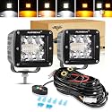Auxbeam 3 Inch 72W LED Pod Lights Dual Amber White Cube Work Driving Lights