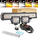 Auxbeam 4" LED Pod Lights &amp; 20" LED Light Bar, Offroad Lighting Kit, 3-Pack